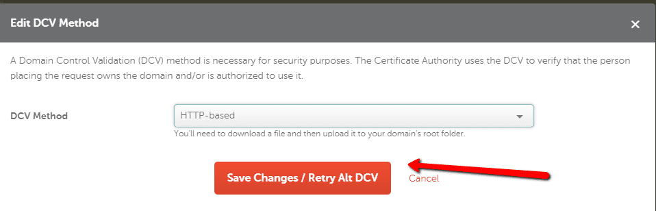 Force retry DCV on Namecheap